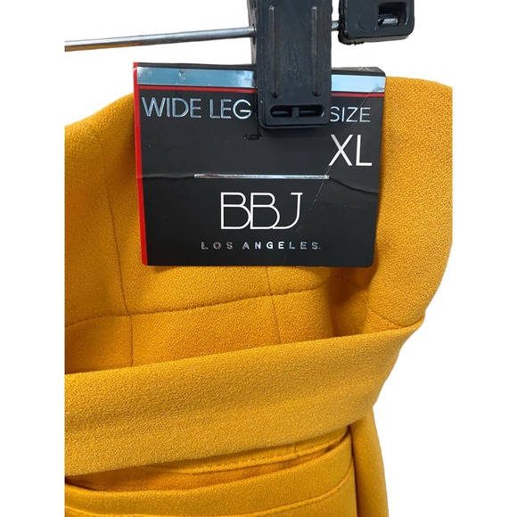 NWT BBJ Los Angeles Wide Leg Pants XL Yellow Belted High Waist Button Fly Womens - Picture 4 of 6